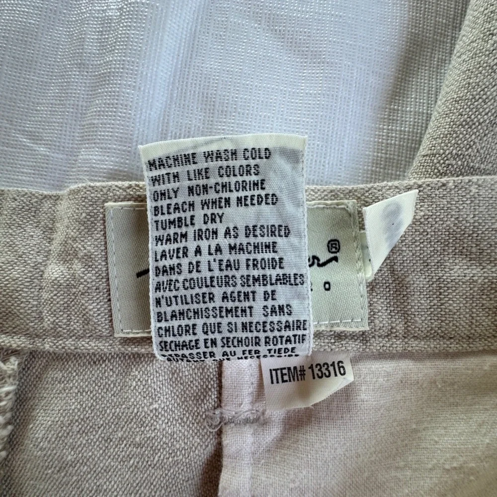 Eddie Bauer Mens 35x30 Pleated Linen Cotton Blend Cuffed Chino Pants Beige